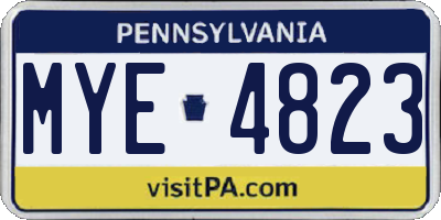 PA license plate MYE4823