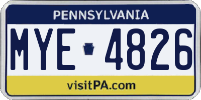 PA license plate MYE4826