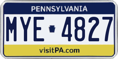 PA license plate MYE4827