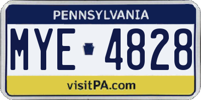 PA license plate MYE4828