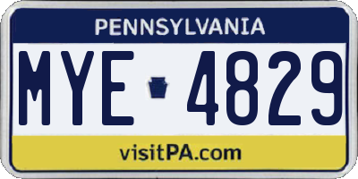 PA license plate MYE4829