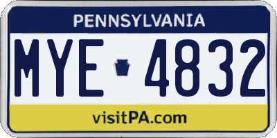 PA license plate MYE4832