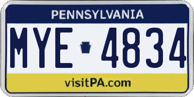 PA license plate MYE4834