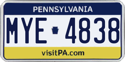 PA license plate MYE4838