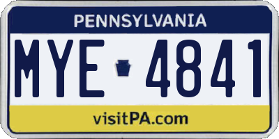 PA license plate MYE4841