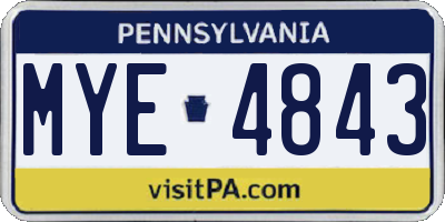PA license plate MYE4843