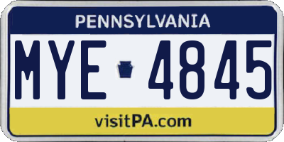 PA license plate MYE4845