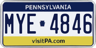 PA license plate MYE4846