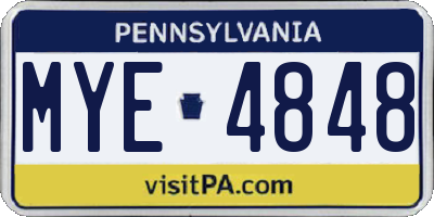 PA license plate MYE4848