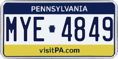 PA license plate MYE4849