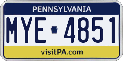 PA license plate MYE4851
