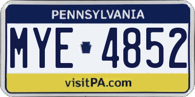 PA license plate MYE4852