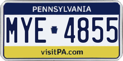 PA license plate MYE4855