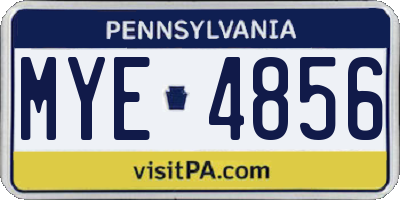 PA license plate MYE4856
