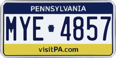 PA license plate MYE4857