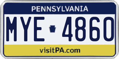 PA license plate MYE4860