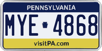 PA license plate MYE4868