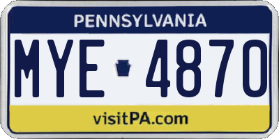 PA license plate MYE4870