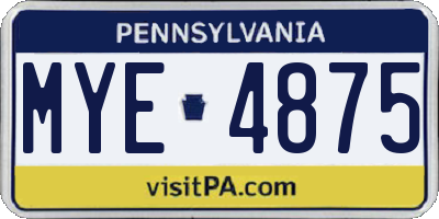 PA license plate MYE4875