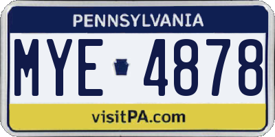 PA license plate MYE4878