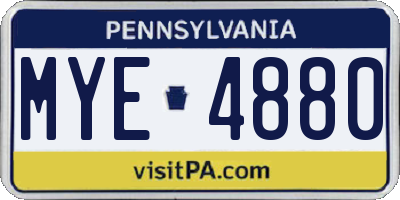 PA license plate MYE4880