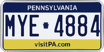 PA license plate MYE4884