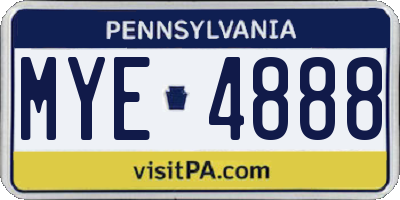 PA license plate MYE4888