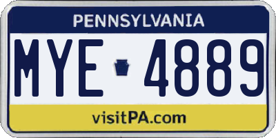 PA license plate MYE4889