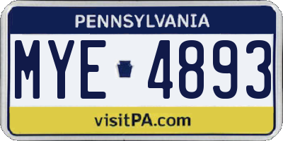 PA license plate MYE4893