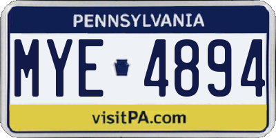 PA license plate MYE4894