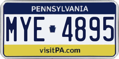 PA license plate MYE4895