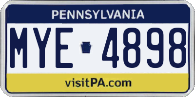 PA license plate MYE4898