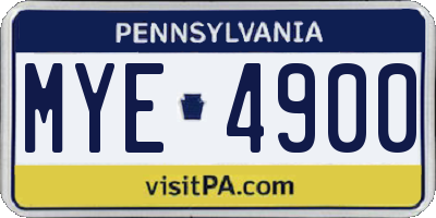 PA license plate MYE4900