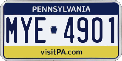 PA license plate MYE4901