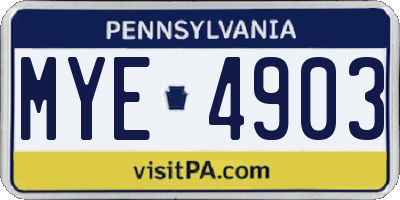 PA license plate MYE4903