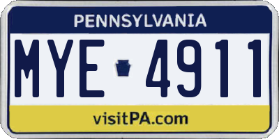 PA license plate MYE4911