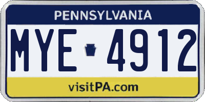 PA license plate MYE4912