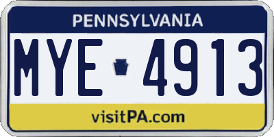 PA license plate MYE4913