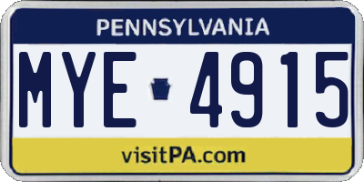 PA license plate MYE4915