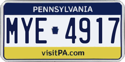 PA license plate MYE4917