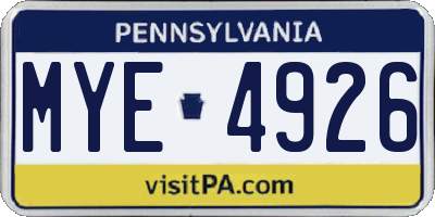 PA license plate MYE4926