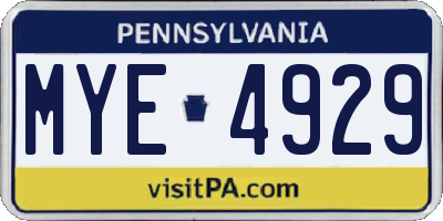 PA license plate MYE4929