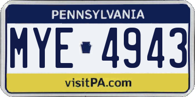 PA license plate MYE4943