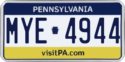 PA license plate MYE4944