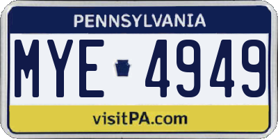 PA license plate MYE4949