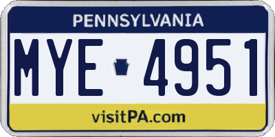 PA license plate MYE4951