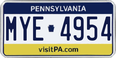 PA license plate MYE4954