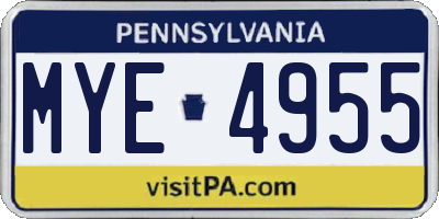 PA license plate MYE4955