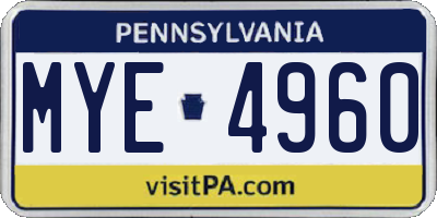 PA license plate MYE4960