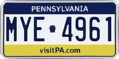 PA license plate MYE4961